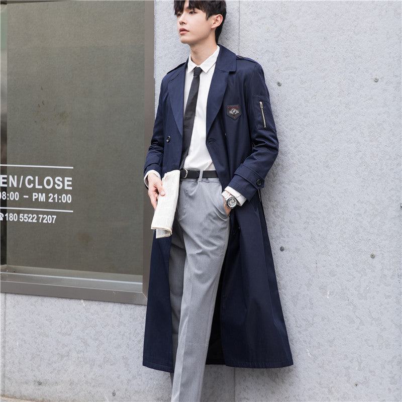 Herren Lange taillierte Trenchcoat-Jacke mit Reißärmeltasche, Wind- und Wasserabweisend Nord Taschen