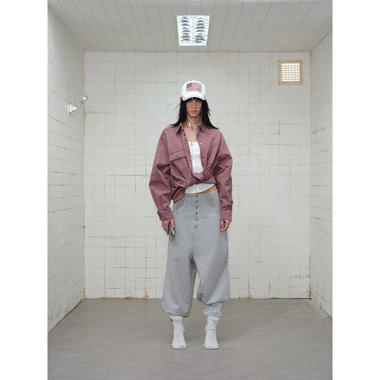 Damen Overshirt‑Hemdjacke aus gewaschenem Baumwoll‑Twill mit Druckknopfleiste und zwei Brusttaschen Nord Taschen