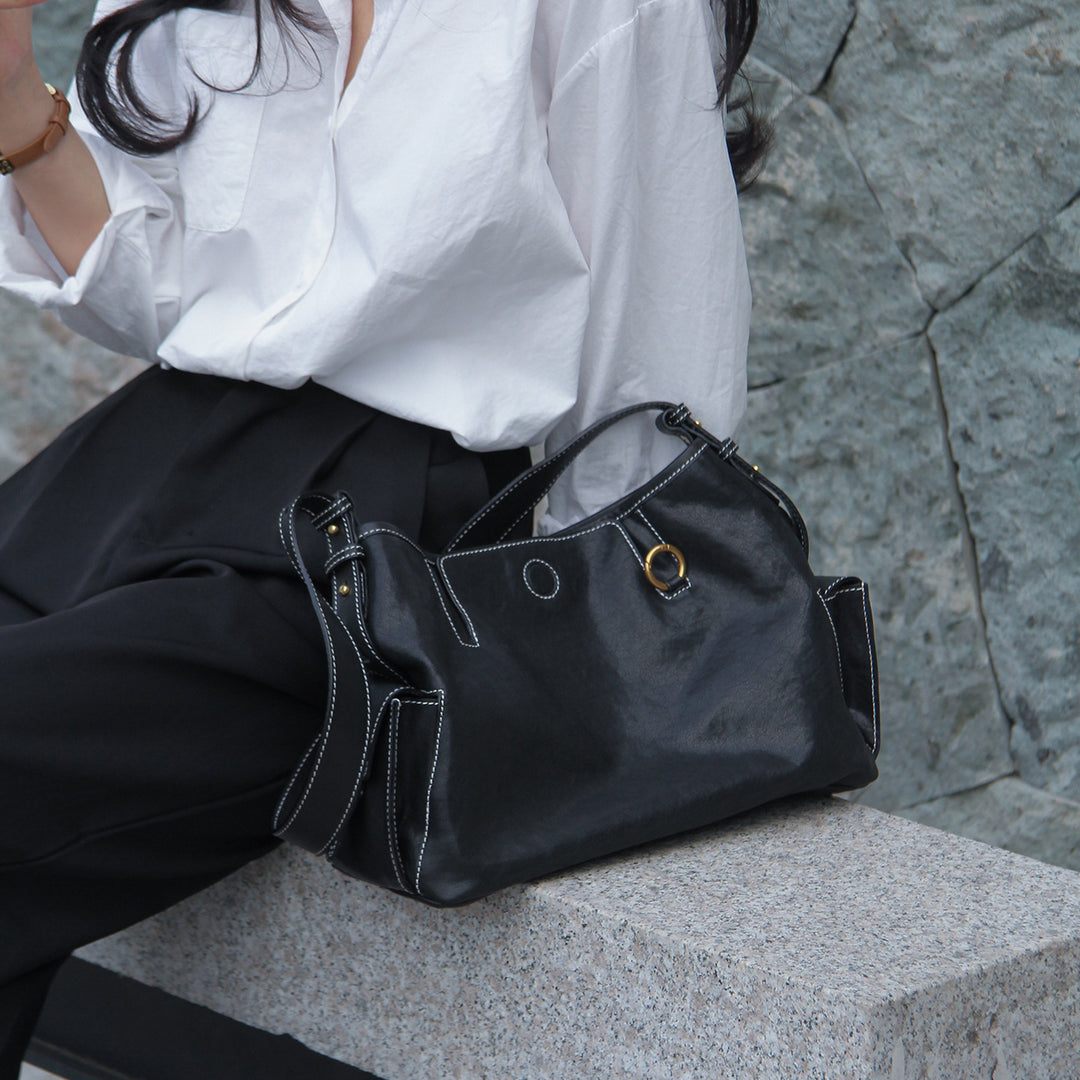 Damen handliche Schultertasche mit eleganten Strukturen Nord Taschen