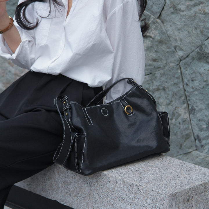 Damen handliche Schultertasche mit eleganten Strukturen Nord Taschen
