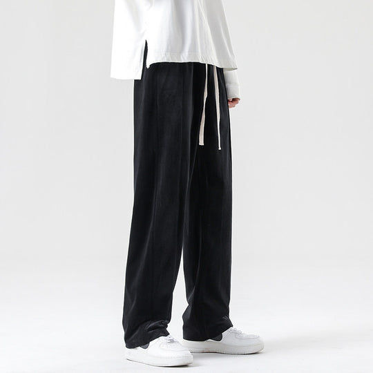 Herren Weite Velours-Jogginghose mit elastischem Bund und Kordelzug Nord Taschen