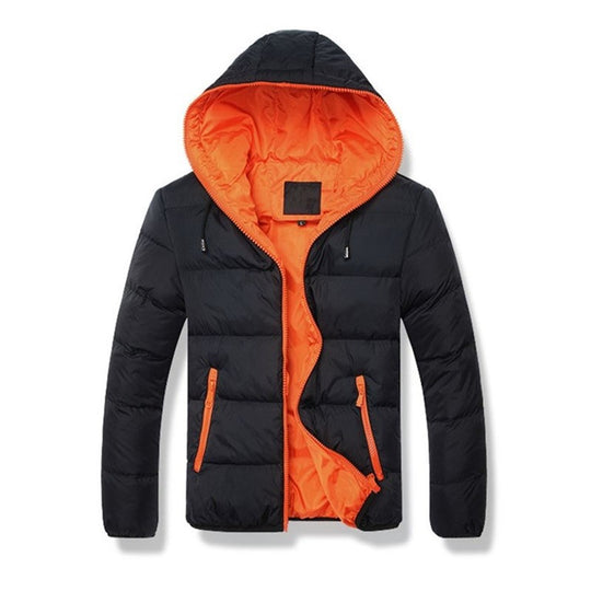 Herren leichte wattierte Kapuzenjacke mit kontrastierendem Innenfutter und Reißverschlusstaschen Nord Taschen