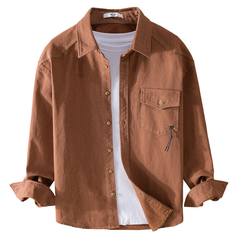 Herren Relaxed-Overshirt aus Baumwoll-Twill mit aufgesetzter Brusttasche Nord Taschen