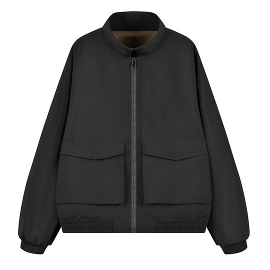 Herren Boxy Utility‑Bomberjacke mit großen Pattentaschen, Stehkragen & Reißverschluss Nord Taschen
