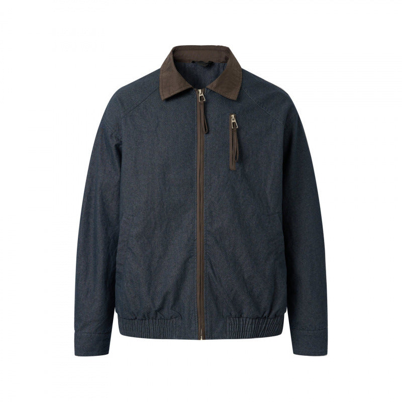 Herren Kurzblouson aus Canvas mit Cordkragen, Brustreißverschluss und elastischem Saum Nord Taschen