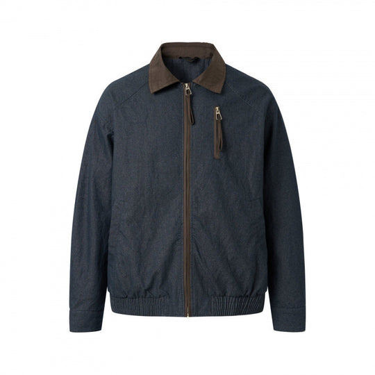 Herren Kurzblouson aus Canvas mit Cordkragen, Brustreißverschluss und elastischem Saum Nord Taschen