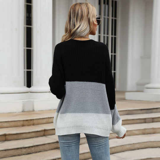 Damen Großer Strickpullover mit Farbverlauf Nord Taschen