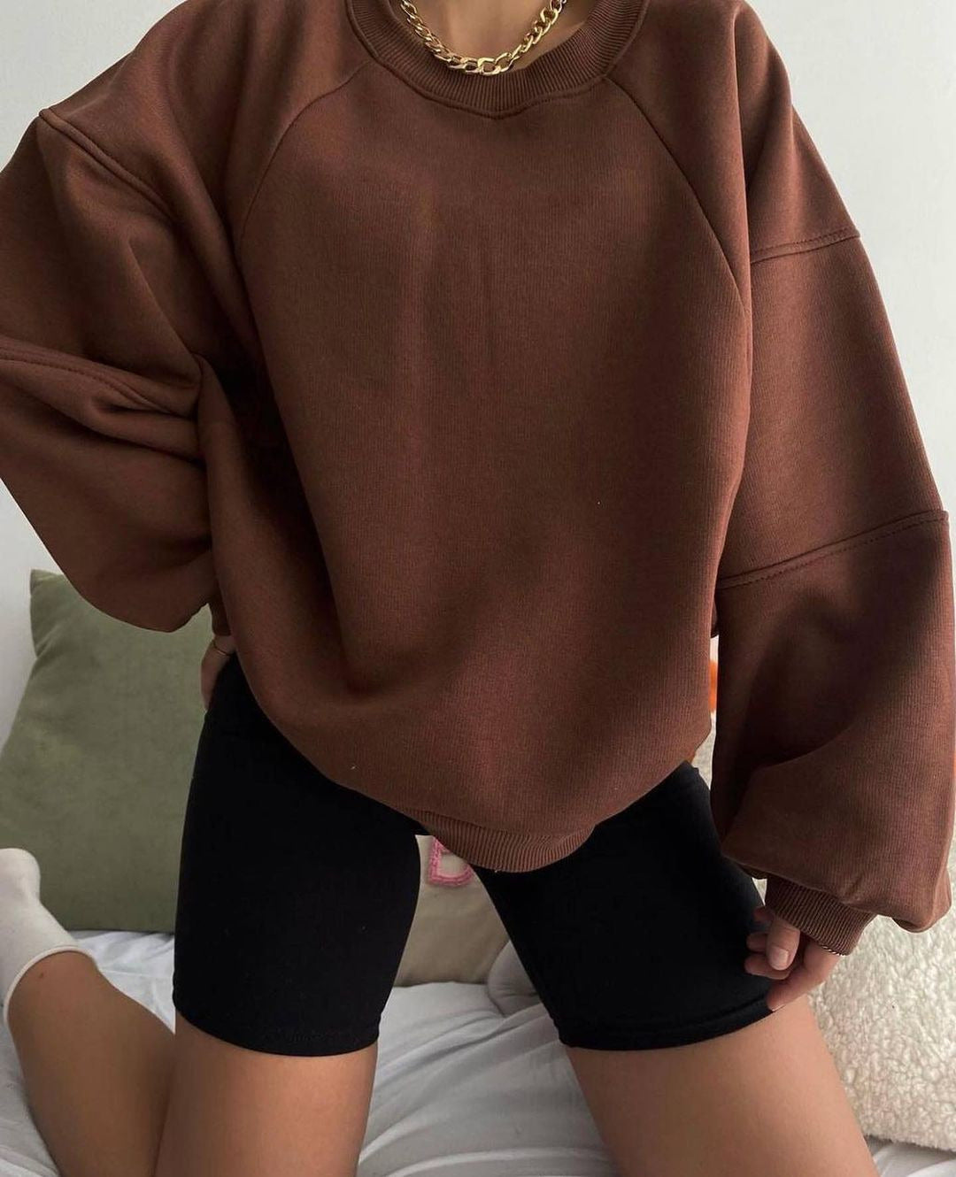 Damen Komfort-Loungewear Kombination Oversize-Sweatshirt mit High-Waist Biker-Shorts Nord Taschen