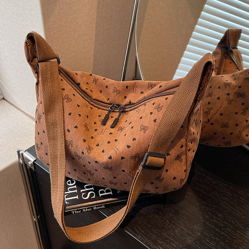Damen Hobo-Tasche aus strukturiertem Stoff mit floralem Druck Nord Taschen