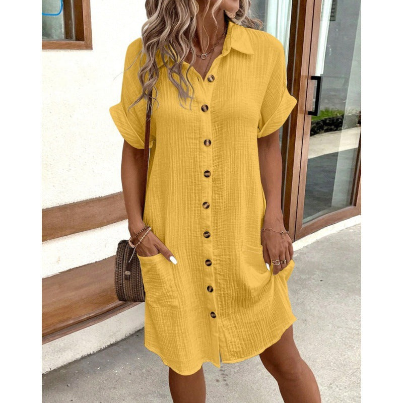 Damen Hemdkleid mit Knopfleiste und praktischen Taschen