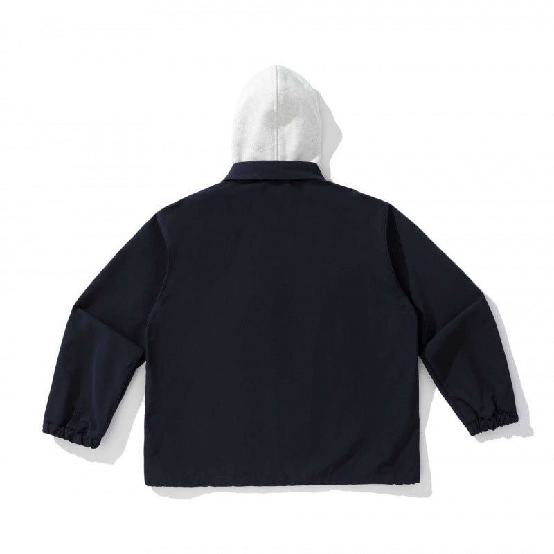 Unisex Zweilagige Overshirt Jacke mit angenähter Fleecekapuze und Druckknopfleiste Nord Taschen