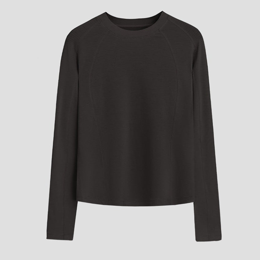 Damen Leichtes Longsleeve-Feinstrickshirt mit Raglanärmeln und Rundhalsausschnitt Nord Taschen