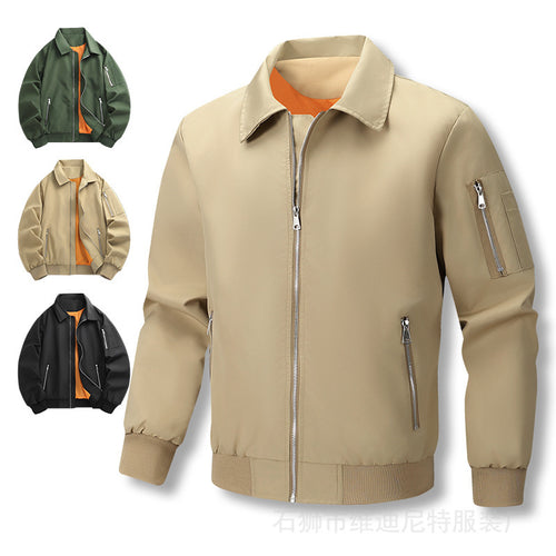 Herren Leichter Twill-Bomber mit kontrastierendem Futter, Reißverschlusstaschen und Ärmeltasche Nord Taschen