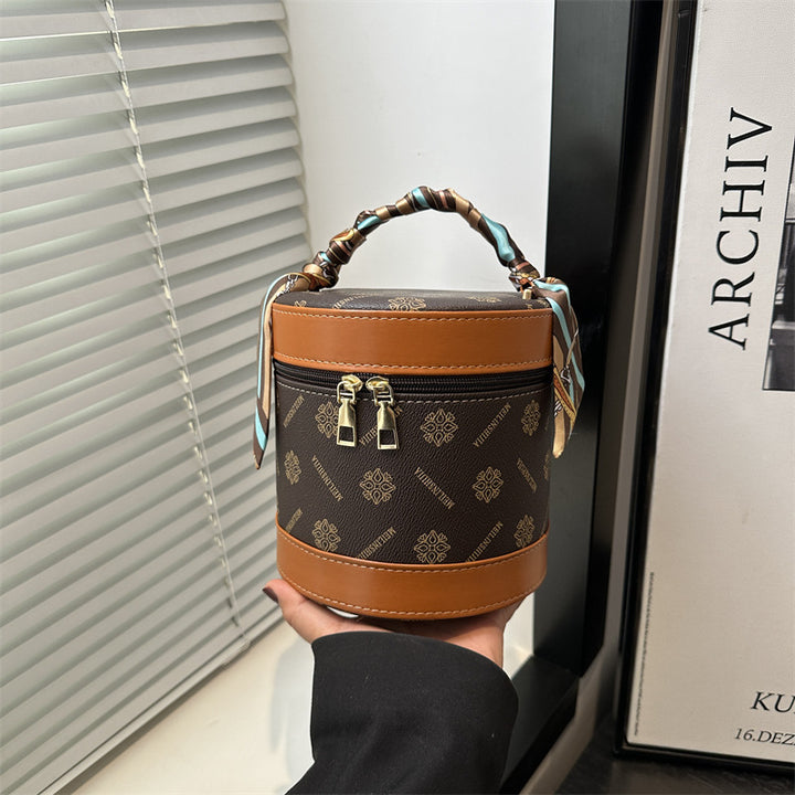 Damen elegante Rundhandtasche mit modischem Seidenhenkel Nord Taschen