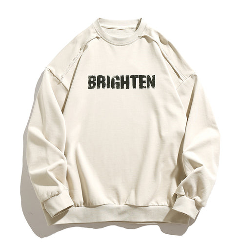 Unisex Oversize‑Sweatshirt mit Distressed‑Raglan, Statement‑Print und geripptem Saum Nord Taschen