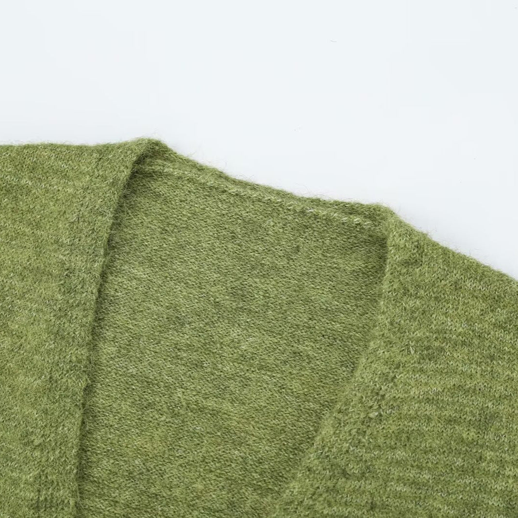 Damen Oversize Strickcardigan mit Ballonärmeln und gestreifter Einfass-Knopfleiste Nord Taschen