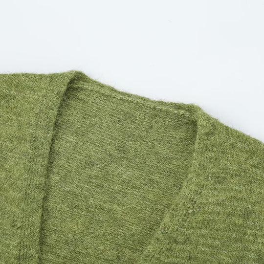 Damen Oversize Strickcardigan mit Ballonärmeln und gestreifter Einfass-Knopfleiste Nord Taschen