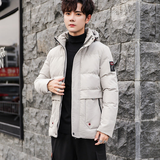 Herren wattierter Winterparka mit hochschließendem Stehkragen, abnehmbarer Kapuze und Multifunktions‑Taschen Nord Taschen