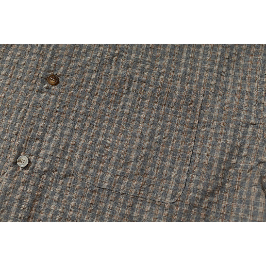 Herren Leichtes Karo-Overshirt aus Baumwollmischung mit geradem Saum und aufgesetzter Brusttasche Nord Taschen