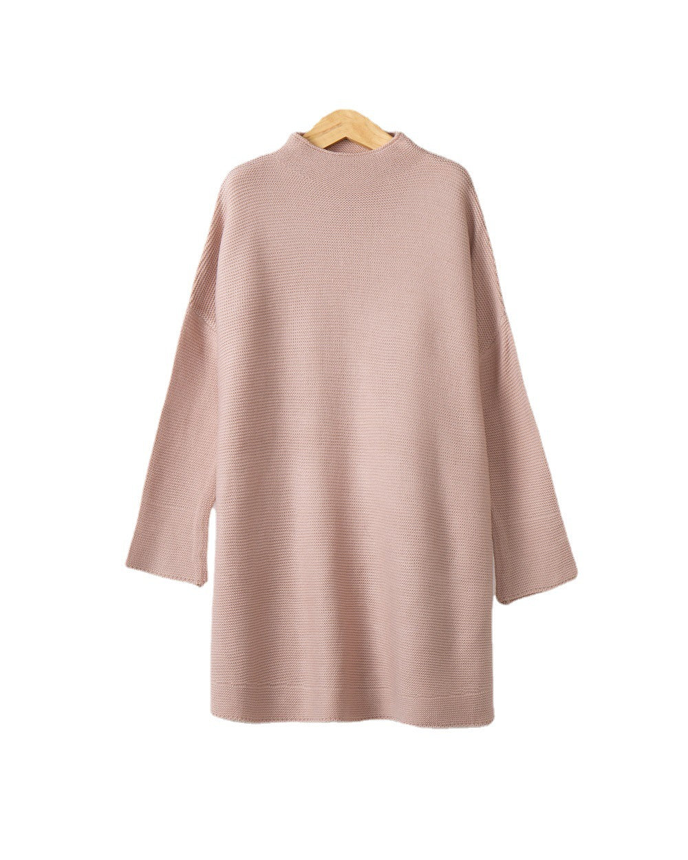Damen Oversize Strick-Tunika mit kurzem Stehkragen und überschnittener Schulter Nord Taschen