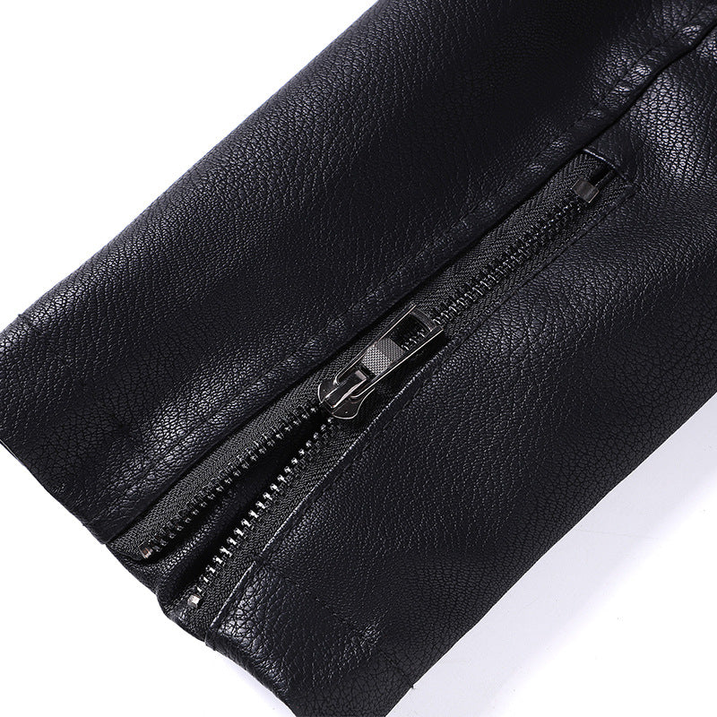 Herren Gefütterte Fliegerjacke aus Kunstleder mit Teddyfutter und zweireihiger Front Nord Taschen