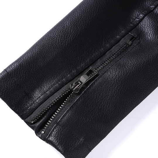 Herren Gefütterte Fliegerjacke aus Kunstleder mit Teddyfutter und zweireihiger Front Nord Taschen