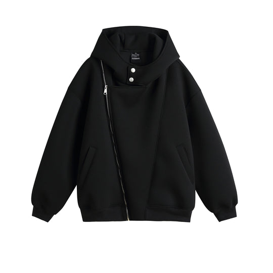 Unisex Oversize Kapuzen‑Zipjacke mit asymmetrischem Reißverschluss und hohem Funnelkragen Nord Taschen
