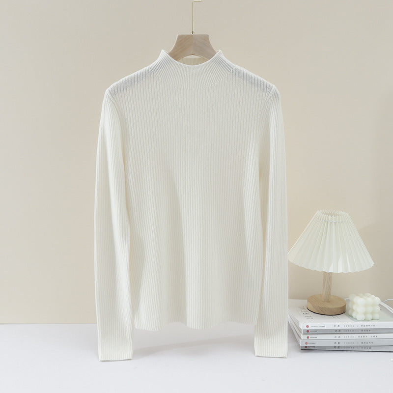 Damen Feiner gerippter Stehkragenpullover mit slim-fit Silhouette Nord Taschen
