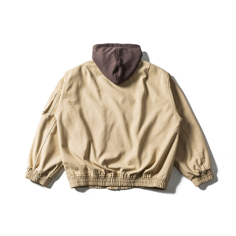 Unisex Oversize Canvas Kapuzenblouson mit Utilityärmeltasche und elastischem Bund Nord Taschen