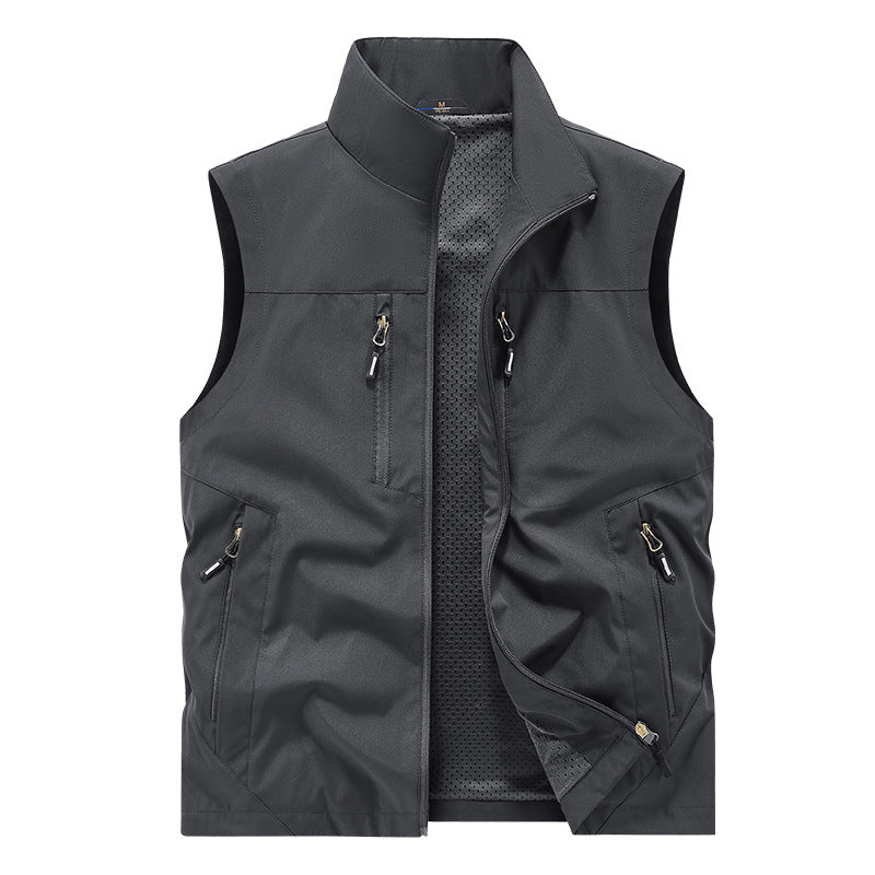 Herren Wasserabweisende Utility‑Weste mit mehreren Reißverschlusstaschen & hohem Stehkragen Nord Taschen