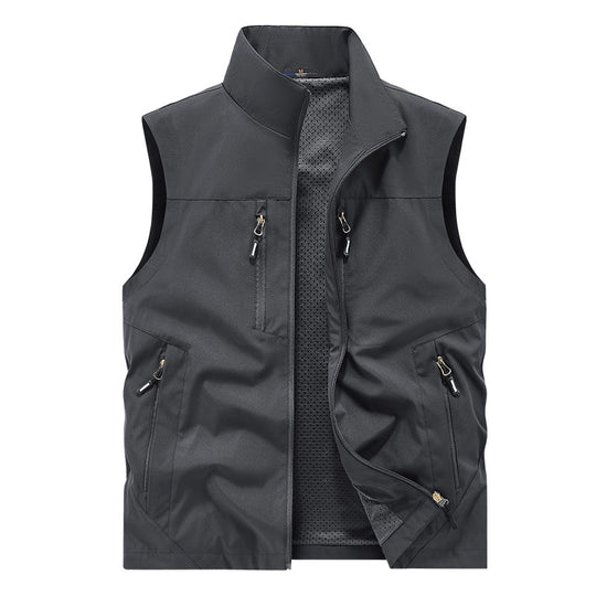 Herren Wasserabweisende Utility‑Weste mit mehreren Reißverschlusstaschen & hohem Stehkragen Nord Taschen