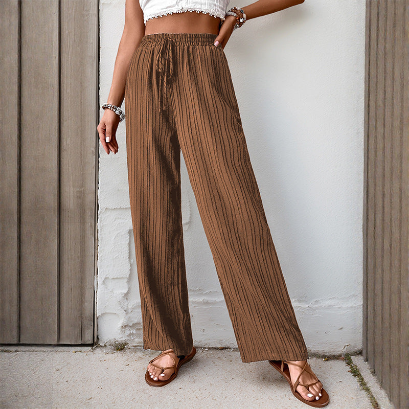 Damen Weite Sommerhose aus leichtem Crinkle‑Stoff mit elastischem Bund und Tunnelzug Nord Taschen