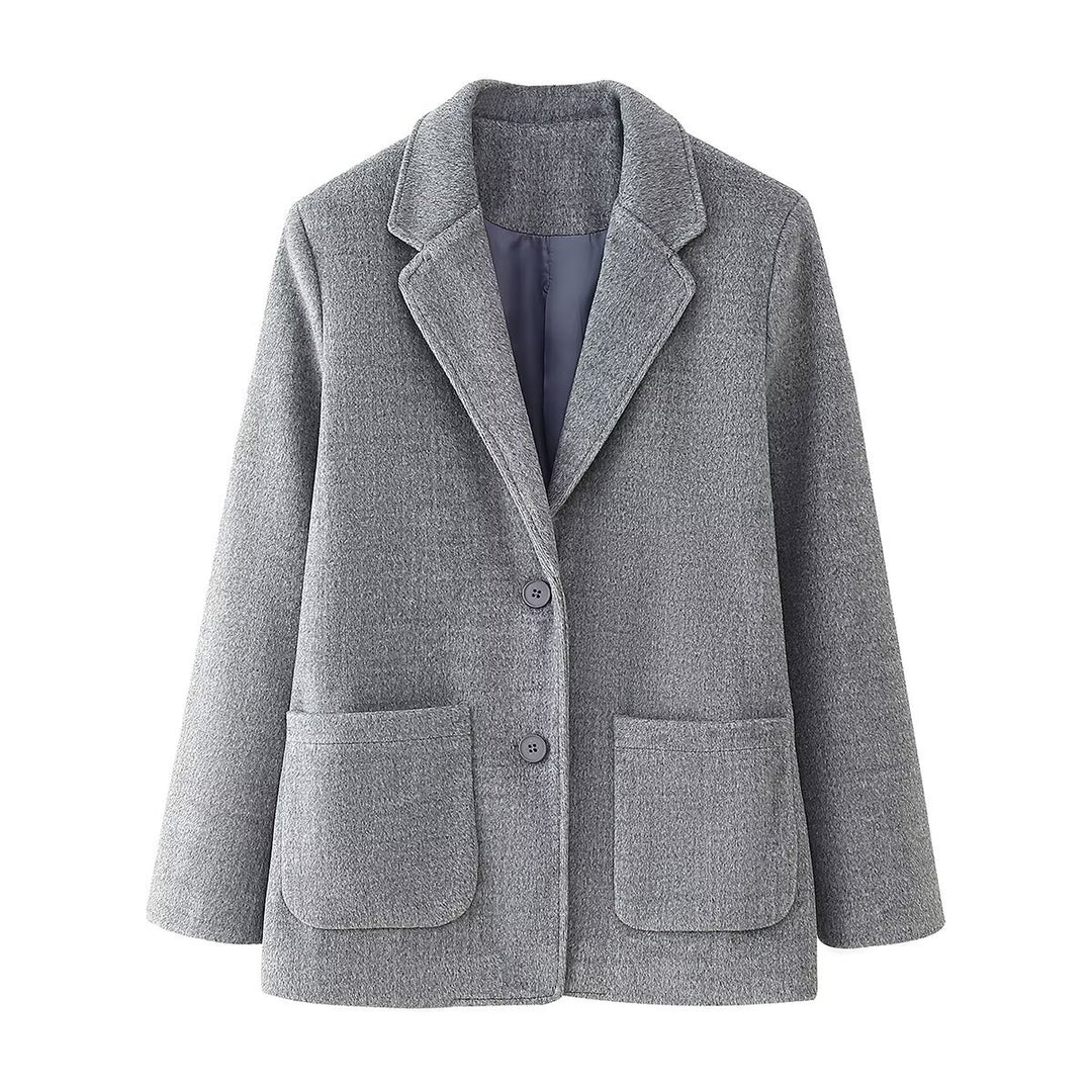 Damen Kurzblazer-Mantel aus Wollmix mit Reverskragen, Zwei-Knopf‑Verschluss und aufgesetzten Taschen Nord Taschen
