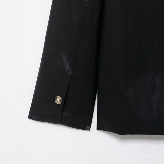Damen A-Linien Mantel in veganer Glattlederoptik mit Hemdkragen und durchgehender Knopfleiste Nord Taschen