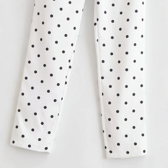Damen Taillierte Stoffhose mit schmalem Bein, Bundfalten und Pünktchenmuster Nord Taschen