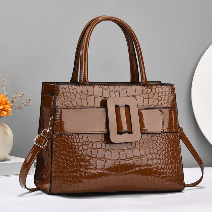 Damen Handtasche mit markanter Krokodilprägung und schickem Verschluss Nord Taschen