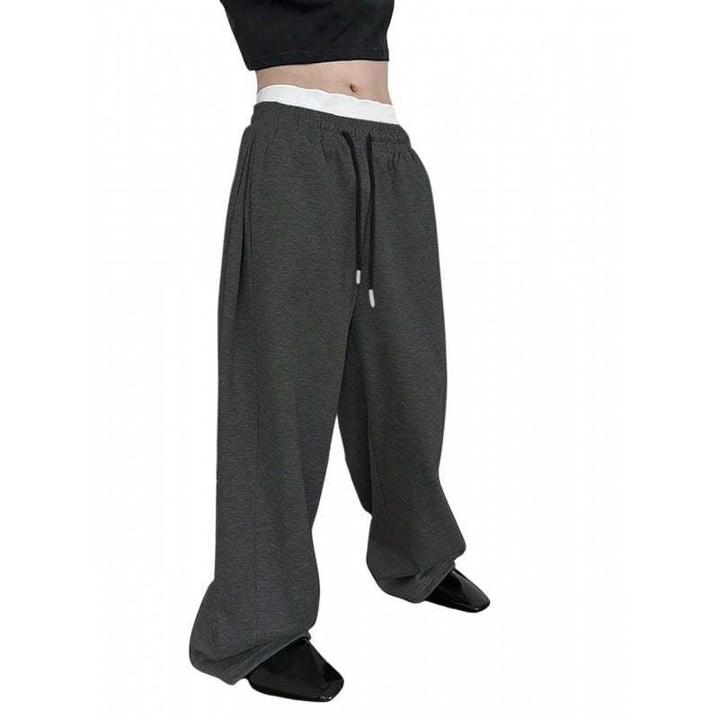 Damen weite Oversize Jogginghose mit tiefem Schritt, elastischem Bund und Kordelzug Nord Taschen