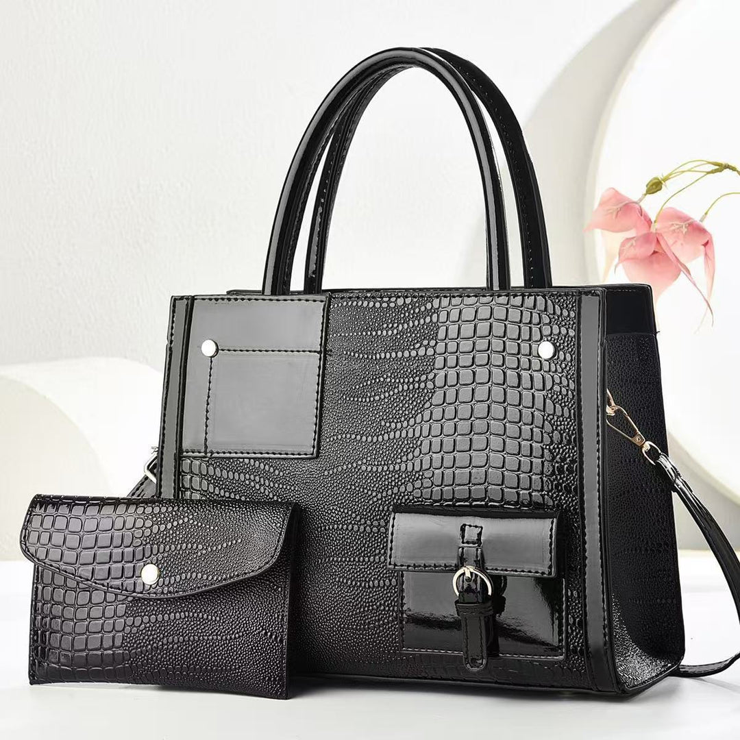 Damen Handtasche mit strukturiertem Schlangenleder-Look und abnehmbarer Mini-Clutch Nord Taschen