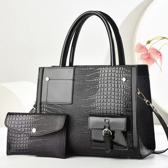 Damen Handtasche mit strukturiertem Schlangenleder-Look und abnehmbarer Mini-Clutch Nord Taschen
