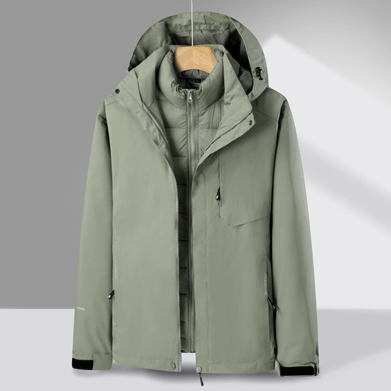 Herren dreiteiliger Übergangsparka mit abnehmbarer gesteppter Innenjacke und wetterfester Softshell-Außenlage Nord Taschen