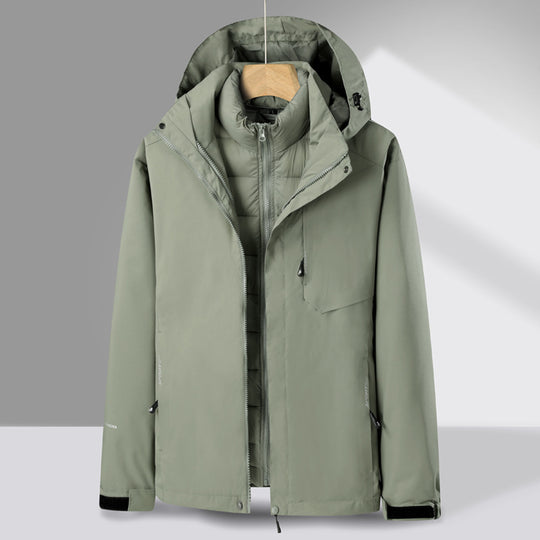 Herren dreiteiliger Übergangsparka mit abnehmbarer gesteppter Innenjacke und wetterfester Softshell-Außenlage Nord Taschen