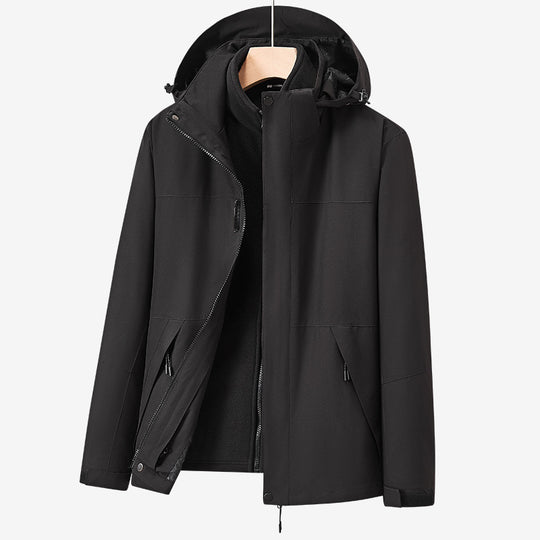 Unisex zweilagige wasserabweisende Outdoorjacke mit Kapuze und Colorblock-Design Nord Taschen