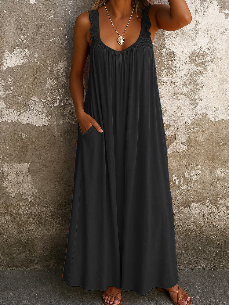 Damen Maxi-Kleid mit trägerloser Passform und luftiger Silhouette