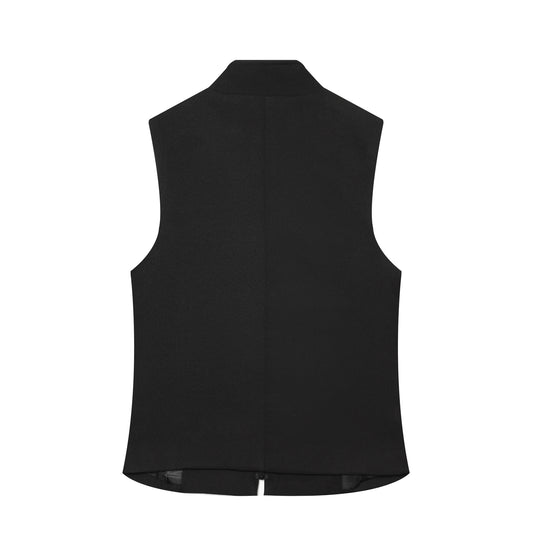 Damen Taillierte Military‑Weste mit Stehkragen und Zierriegeln Nord Taschen