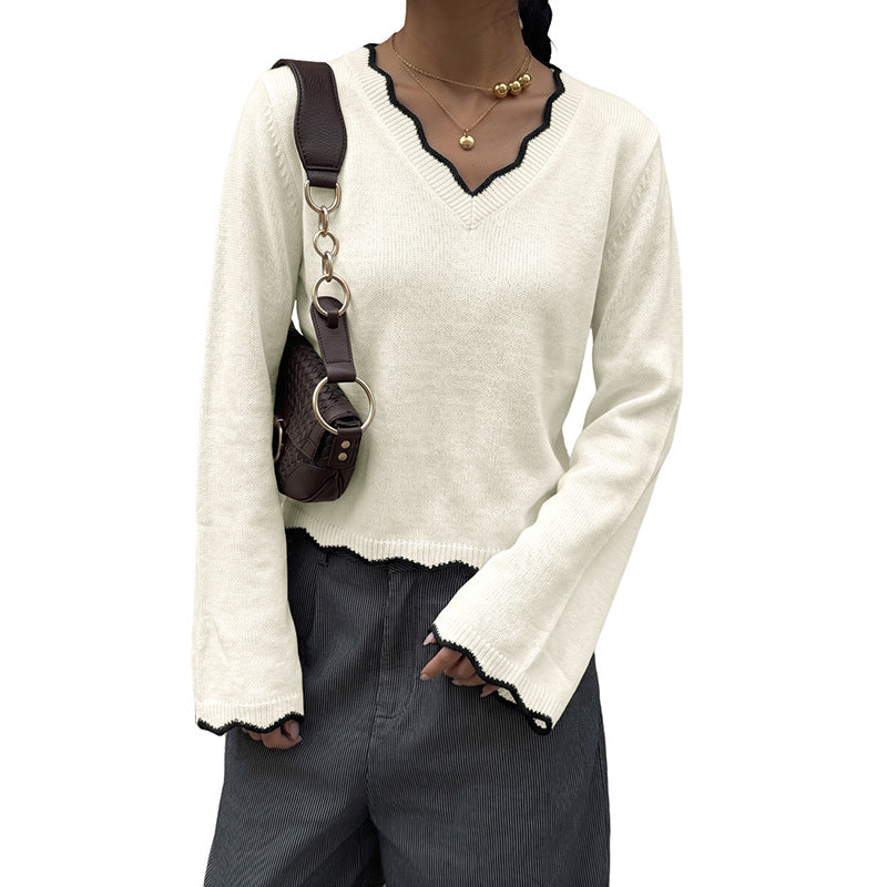 Damen Elegantes V-Ausschnitt Strickoberteil Nord Taschen