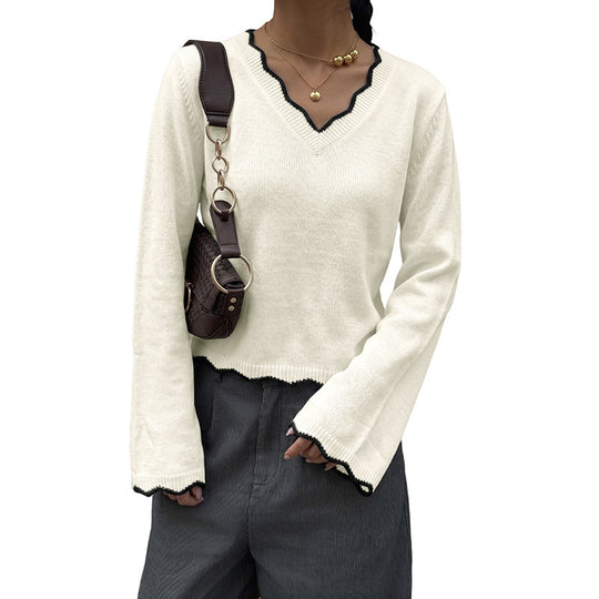 Damen Elegantes V-Ausschnitt Strickoberteil Nord Taschen