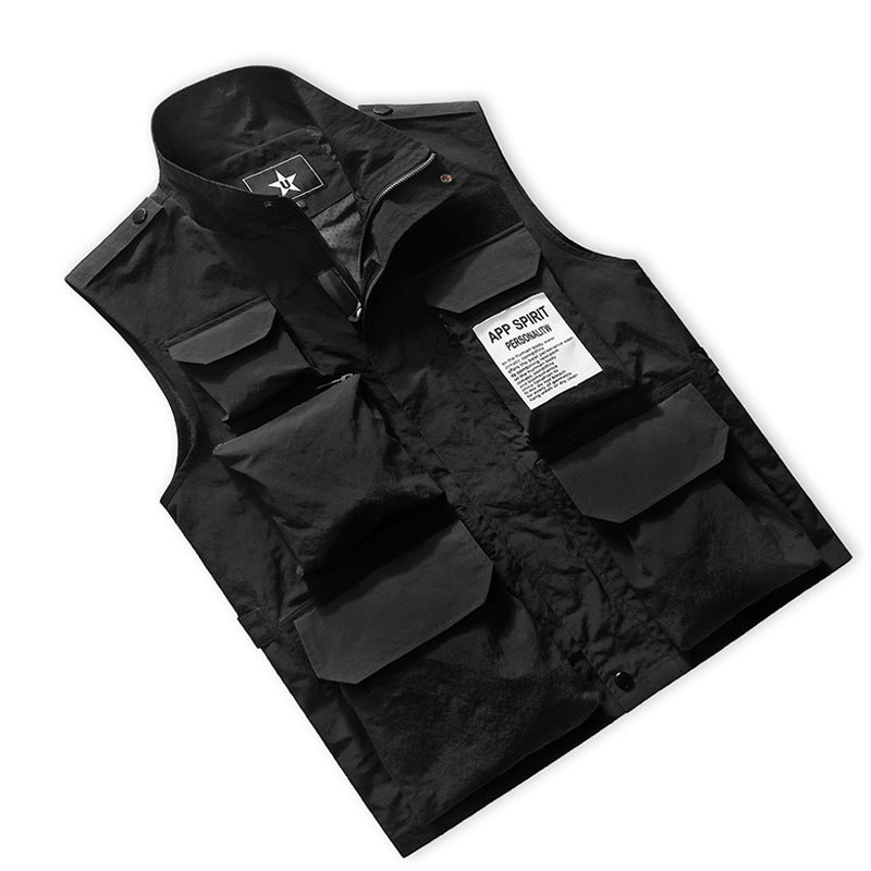 Herren Multifunktionale Utility‑Weste mit Mehrfach‑Taschen und Stehkragen Nord Taschen