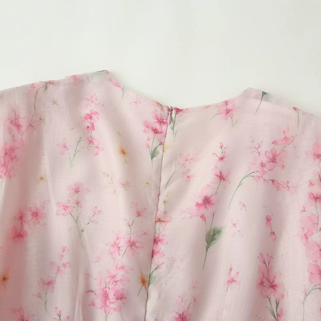 Damen Romantisches Chiffon-Minikleid mit V-Ausschnitt, Plisseeoberteil und Stufenvolants Nord Taschen