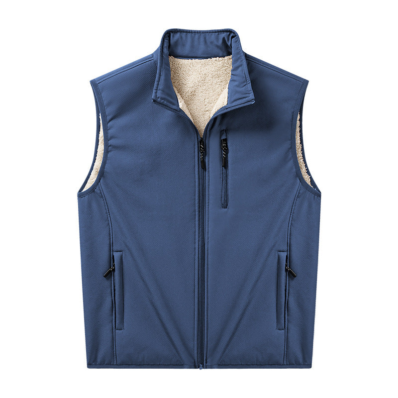 Herren Sherpa-gefütterte Softshell-Weste mit Stehkragen und Reißverschlusstaschen Nord Taschen