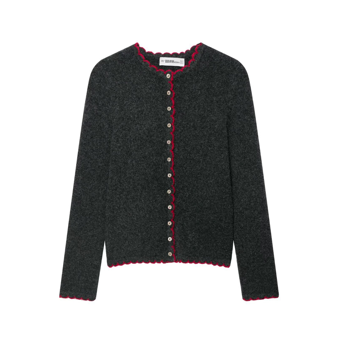 Damen Feinstrick-Cardigan mit Muschelkante und Perlmuttknöpfen Nord Taschen